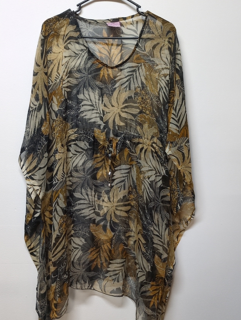 Sunflower Black Brown Orange Sheer Pullover Cover Up, Size OS